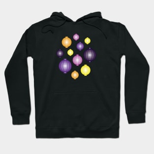 Lanterns | Mid Autumn Festival | Purple Orange Yellow | Black Hoodie